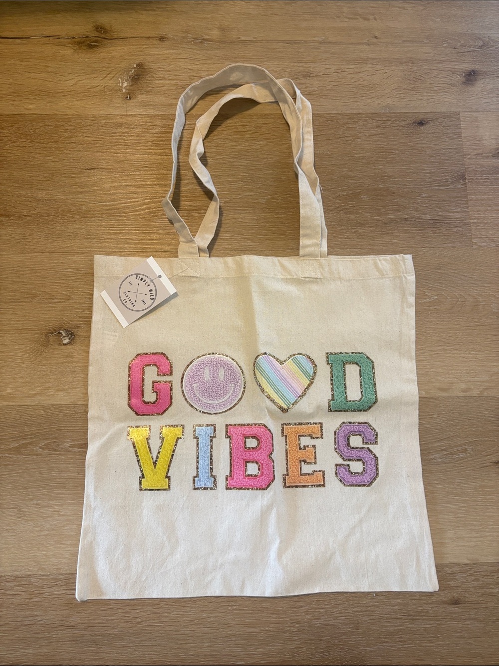 Good Vibes Canvas Tote Bag - Cream